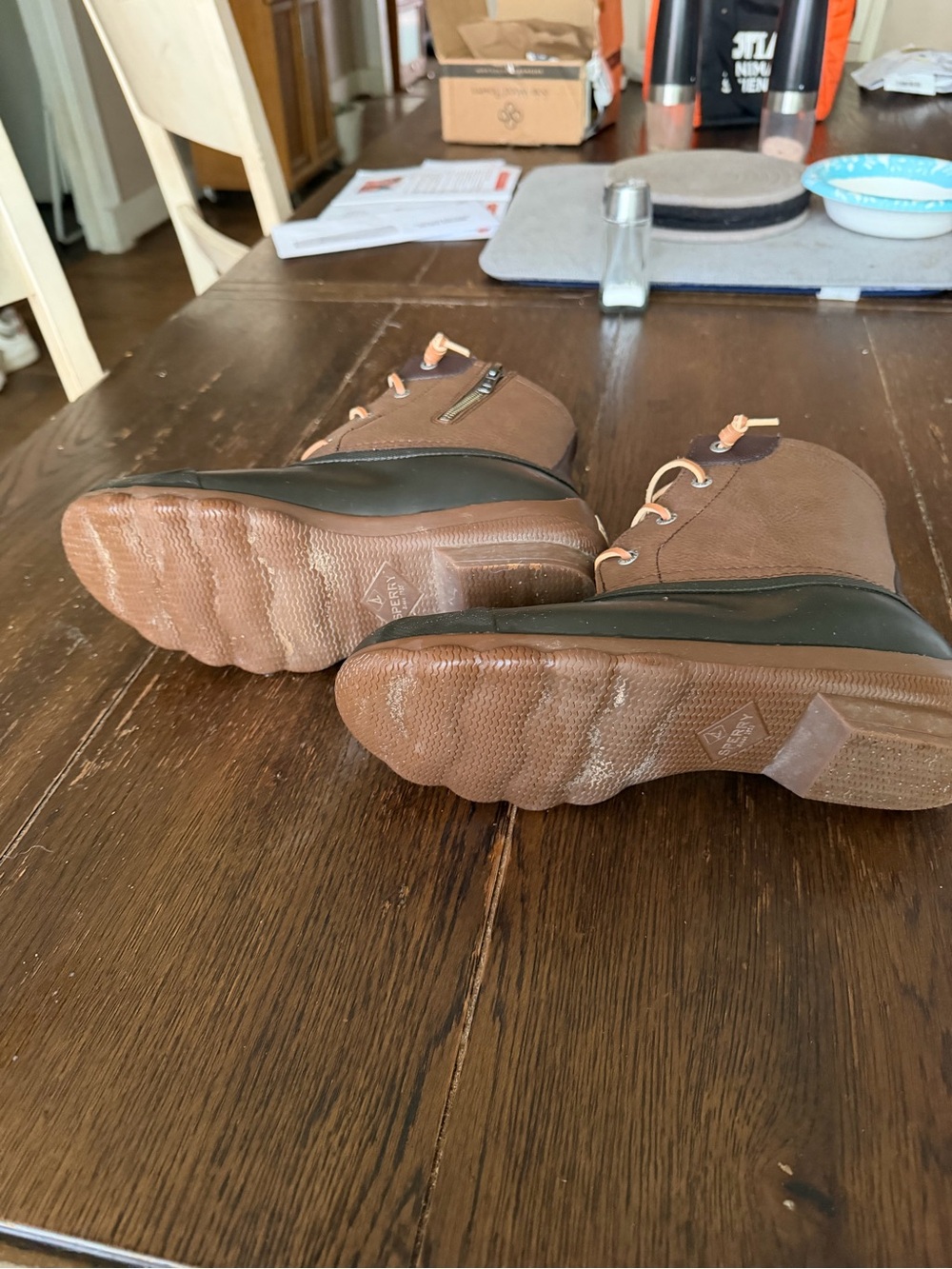 Sperry Brown Leather and Black Rubber Duck Boots with Tan Laces - Picture 5 of 5